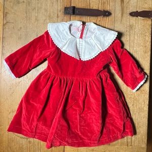 New La Coquela Red Velvet Girls Dress